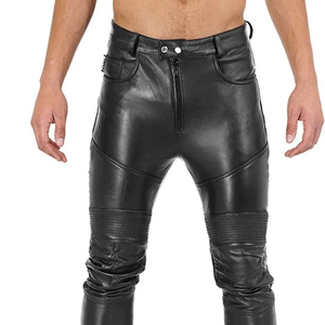 High Quality Men's Leather Pants Customizable <b>Back</b> Printed Logo Mid Waist Top Design High Street Style OEM Service Available - Product Image 6