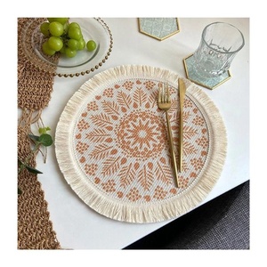 Trending Affordable Solid Colour Traditional Eco Friendly Embroidered New Designed 100% Organic Cotton Placemat For Decoration - Product Image 4