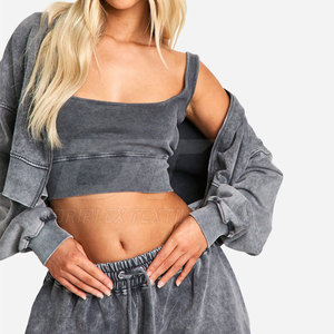 เสื้อวอร์มผ้าฝ้ายพิมพ์ลายกรดแขนยาวสำหรับผู้หญิงเสื้อซักพิมพ์โลโก้ได้ตามต้องการ - Product Image 3