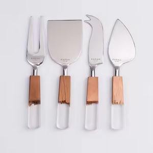 Luxury Stainless Steel Cheese Tools Set Kitchen Tools Gadgets Creative Handmade Handle <b>Knives</b> Dishwasher Safe Eco-Friendly - Product Image 2