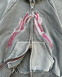 2024 último estilo sudaderas con capucha para hombres ropa informal tendencia superior totalmente personalizado 100% diseño forrado de algodón frente con capucha de gran tamaño - Product Image 2