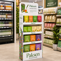 Présentoir en carton écologique recyclable à niveaux pour boîtes de thé instantané aux herbes, boissons et aliments en vrac