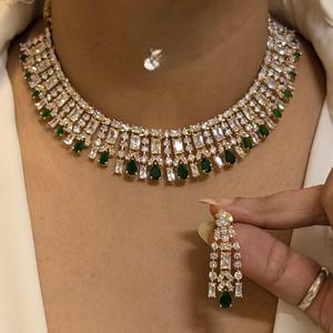 สร้อยคอกว้างสวยทันสมัยพร้อมหิน CZ คุณภาพดีและขัดเงาของขวัญแต่งงานหรูหราหรือปาร์ตี้สำหรับผู้หญิง - Product Image 3