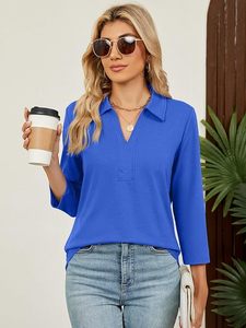 Chemise polo à col en V pour femmes du Bangladesh, haut décontracté de qualité supérieure, coupe ample, pour le travail et le bureau - Product Image 5