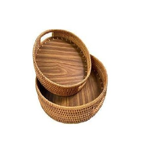 Servir de délicieux aliments et desserts ensemble de deux plateaux de service en bois plats délicieux Dessert vaisselle utilisation de service alimentaire - Product Image 2