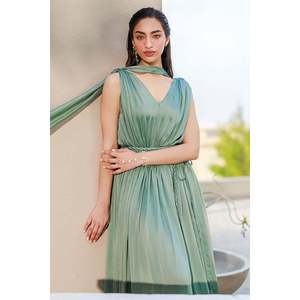 Robe fourreau Aquaria Empire Waist en satin - Product Image 2