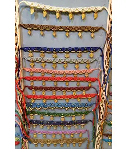 Beautiful Golden Beads Bohemian Style Macrame Bracelet Stylish Mix Thread Color Macrame Bracelet For Hip Hop Jewelry