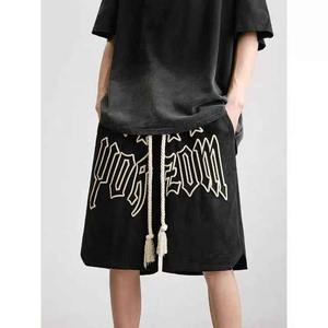 Pantalones Cortos de Moda para Hombre, Ropa de Playa Vintage Bordada, Holgada, Informal, Chándal de Marca con Estampado de Letras - Product Image 5