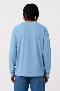 Chemise pour homme de haute qualité 100% coton, manches longues, fabriquée en Italie, conçue pour toutes les saisons, anti-boulochage, 180g, décontractée, bleu ciel, ODM - Product Image 2