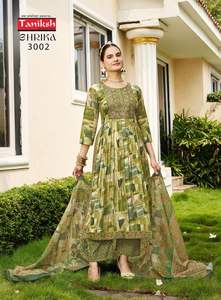 Conjunto de Kurta Tradicional de Rayón Muslin para Mujer, Pantalón Largo, Dupatta, Estampado Digital, Ropa Casual para Fiestas, Ocasiones Indias y Pakistaníes, Maruti - Product Image 3