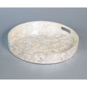 Bandeja para servir de nácar natural con mesa con asa, bandeja decorativa para aperitivos, café y otras bandejas para servir alimentos - Product Image 5