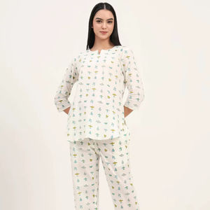 Conjunto de 2 Piezas de Algodón 100% Hecho a Mano, Estampado Floral, Verano, Casual, Vintage, ODM, Largo hasta el Tobillo para Mujer - Product Image 1