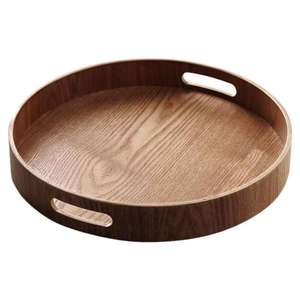 Nouveau plateau de service de forme ronde en bois avec poignées simples accessoires de cuisine vaisselle utiliser plateau nouveauté - Product Image 1