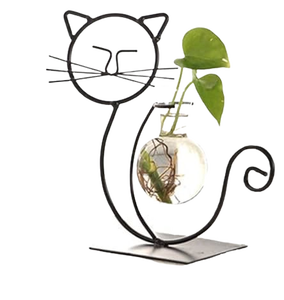 Set of 2 Simple Design Hydroponics Flower <b>Vase</b> Terrarium with Metal Stand Wholesale Price Luxury Iron <b>Vase</b> Plant Wedding Decor - Product Image 5