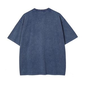 เสื้อยืดโอเวอร์ไซส์ผ้าฝ้ายผสมไม้ไผ่ ดีไซน์ใหม่ ป้องกันรอยยับ สีดำ สไตล์ฮิปฮอป วินเทจ ล้างสีแบบแอซิด  สำหรับผู้ชาย  รับสกรีนโลโก้ - Product Image 6