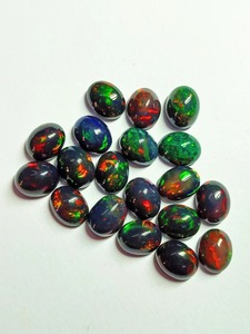 Ópalo Negro Natural de Alta Calidad, Cabujón de Ópalo Multifuego, Lote de Piedras Preciosas Sueltas de Forma Ovalada, Gemas Sueltas Mehrajudin de 2-3 Quilates - Product Image 2