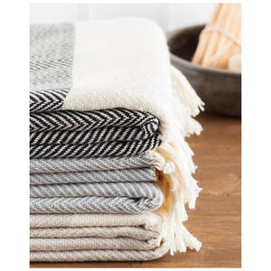 Serviette de plage turque XL Peshtemal Hammam 100% coton motif chevrons absorbant séchage rapide toutes saisons fabriqué en Turquie - Product Image 4