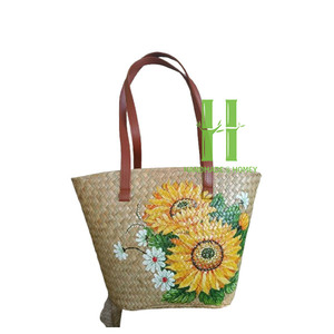 HNH Craft Vietnam's Boho Style <b>Rectangle</b> Seagrass Straw Tote Handbag Fashionable Summer Beach Bag Trendy Storage <b>Bin</b> - Product Image 4