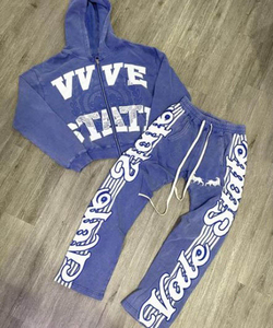 Survêtement tricoté pour hommes avec capuche tissu respirant OEM survêtement de jogging deux pièces personnalisé d'usine tenue de sport décontractée - Product Image 5