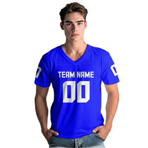 เสื้อฟุตบอลอเมริกันคอวีพิมพ์ลายตามสั่งสำหรับผู้ชาย ทีม 00 GLORY เป็นมิตรกับสิ่งแวดล้อม แห้งเร็ว ระบายอากาศได้ดี ผลิตจากโพลีเอสเตอร์ 100% แขนสั้น - Product Image 4