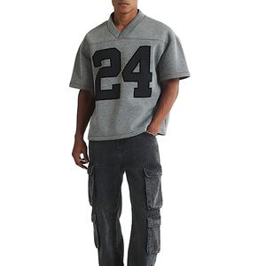 T-shirts pour hommes de qualité supérieure personnalisés, surdimensionnés, col en V, logo personnalisé, 100% coton tricoté, service OEM - Product Image 6