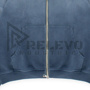 Sweat à capuche de haute qualité 500 g/m² délavé à l'acide pour homme, avec logo personnalisé, 100 % coton, lourd, zippé, design uni délavé au soleil, pour l'hiver, lot de 2 pièces - Product Image 6