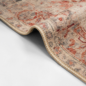 Alfombra Turca Vintage Art Deco con Medallón, Estilo Tradicional Desgastado, Lavable, Plegable, de Pelo Corto, Fabricante OEM ODM - Product Image 5