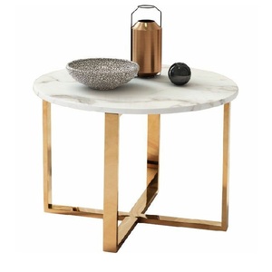 Table basse à revêtement en poudre noir mat, meuble de maison en acier rond, Table basse à dessus en métal, prix de gros - Product Image 3