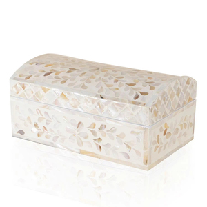 Boîte à bijoux rectangulaire avec couvercle en nacre, boîte cadeau blanche naturelle, vente en gros au Vietnam. - Product Image 1