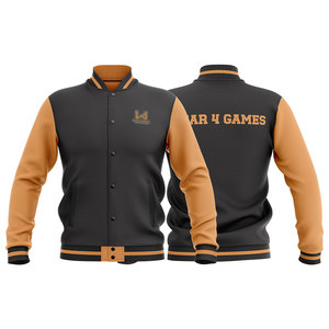 Veste universitaire unisexe en toile coupe-vent à col montant, avec broderie personnalisée du logo, coupe ample et patch en chenille avec lettres - Product Image 6