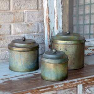 Ensemble de bidons galvanisés en étain rustique avec gravure de style ferme idéal pour le stockage de la décoration intérieure et l'utilisation quotidienne - Product Image 4