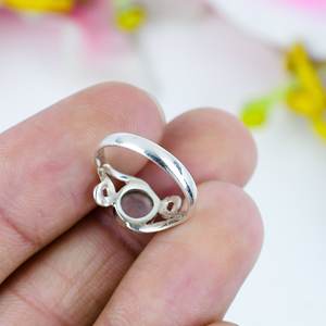 Vente chaude Naturel Rose Quartz Gemme Anneau Vintage Argent Plaqué À La Main Anneau Nouvelle Arrivée 925 En Argent Sterling Ronde Coupe Anneau - Product Image 3
