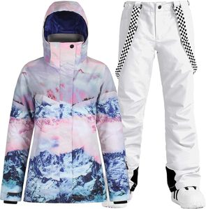 Veste et pantalon de ski pour femmes imperméable coupe-vent Snowboard Manteau isolé chaud hiver - Product Image 1