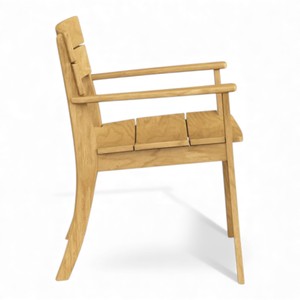 Modern Solid <b>White</b> Teak Dining <b>Chair</b> with Armrests Ergonomic Curved Back Wood Side <b>Chair</b> for Restaurant and Home Dining Room - Product Image 2