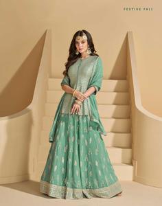 Exclusivo Real Georgette diseñador bordado Lehenga estilo Salwar Kameez para el tradicional Eid Festival Party Wear - Product Image 3