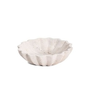 Bol décoratif en pierre de travertin texturé et nervuré pour table basse moderne et étagère, style d'intérieur, nouvelle texture extérieure, best-seller - Product Image 2