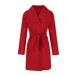 Automne et hiver femmes revers à manches longues tricoté à capuche manteau imprimé géométrique décontracté lâche laine manteau - Product Image 4