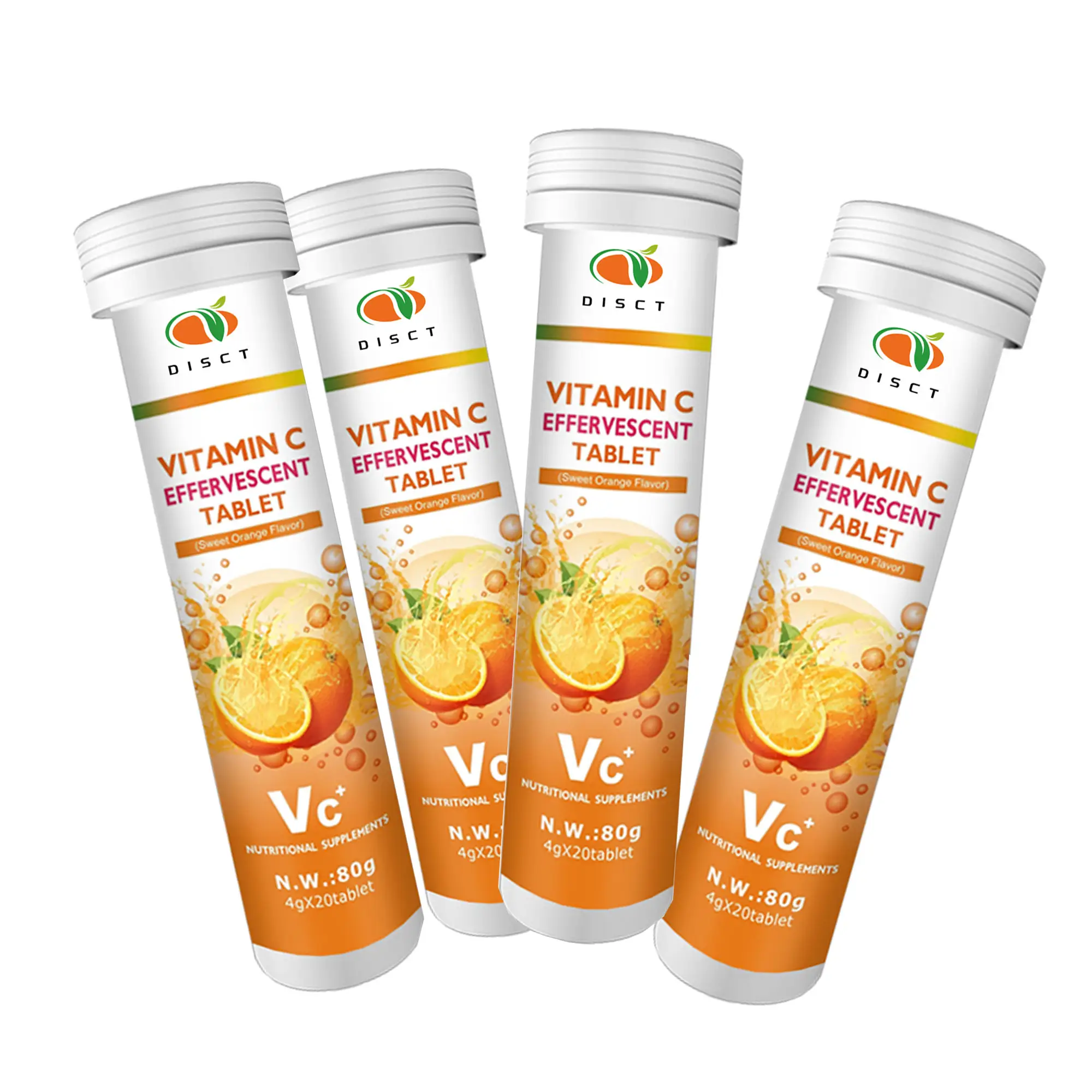 핫 세일 비타민 C 발포성 정제 오렌지 맛 면역 지원 보충제