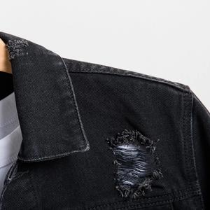 Meilleure vente à bas prix Vestes en jean pour homme Veste en jean en coton pour hommes Vestes en jean de couleur unie Teinté en noir avec boutons personnalisés - Product Image 4