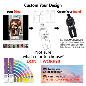 Conjunto de pantalones de chándal acampanados y Sudadera con capucha personalizada 500GSM, chándal apilado con bordado de gran tamaño, chándal holgado de lana lavado con ácido para hombres - Product Image 6