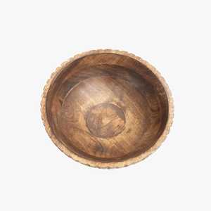 Tazón Cónico de Madera con Nervaduras Blancas, Acabado Blanco Lavado, Diseño Geométrico Moderno en Forma de Pera, Plato para Ensalada de Madera de Mango para Vajilla Minimalista - Product Image 2