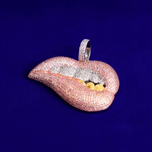 เครื่องประดับฮิปฮอปสำหรับผู้ชายจี้เพชรโมอิสสีทองดีไซน์แบบกำหนดเอง - Product Image 4