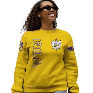 Sudadera con Cuello Redondo Azul y Dorado de la Hermandad Sigma Gamma Rho 1922, Ropa Griega, Sudadera de Forro Polar Premium, Estilo de Regalo de Invierno para Mujer - Product Image 3