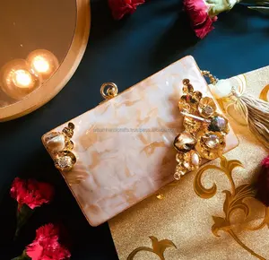 Brass and MOP evening clutch with brass detailing women hand purse best sling clutch bag evening hand bag BY LUXURY CRAFTS