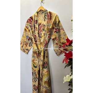 Kimono Ligero de Algodón Indio con Estampado Floral Boho, Túnica para la Playa - Product Image 5