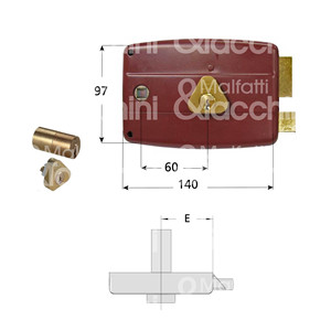APPLIQUE DE SERRURE DE PORTE peinte 2 tours et loquet avec double poignée cylindrique fixe carrée - Product Image 1