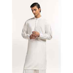 Conjunto de Kurta de Estilo Regular para Hombre, Color Blanco, con Tela Tejida Combinada, SK-S24-030 - Product Image 4