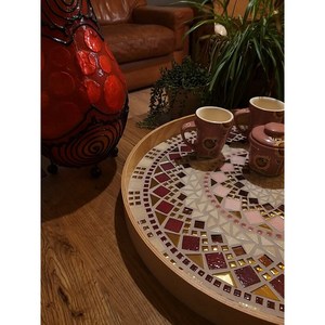 Plateau moderne en bois de noyer pouf avec poignées plateau de service pour la décoration de salon idée cadeau pour la maison - Product Image 2