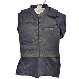 Conjunto de Kurta y Pijama de Algodón 100% de Alta Calidad con Chaleco para Niños, Traje Tradicional Étnico para Bodas y Fiestas - Product Image 5