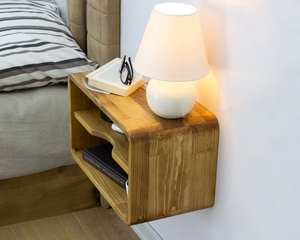 Solid Oak <b>Floating</b> Nightstand Modern Design Handmade Eco-Friendly Bedroom & Living Room Furniture Storage Customizable <b>Drawers</b> - Product Image 3